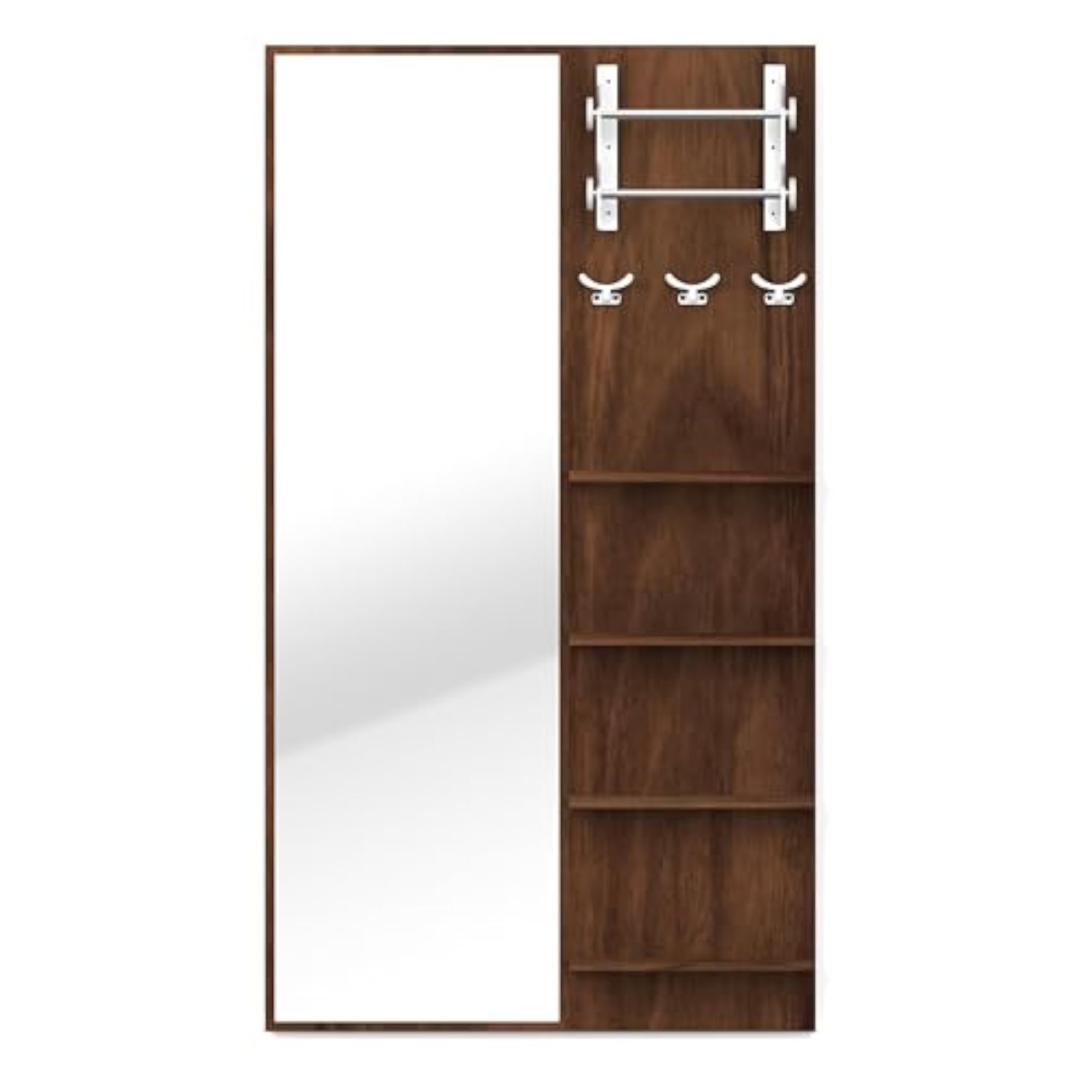 Engineered Wood Wall Mount Dressing Table Organizer with Mirror
